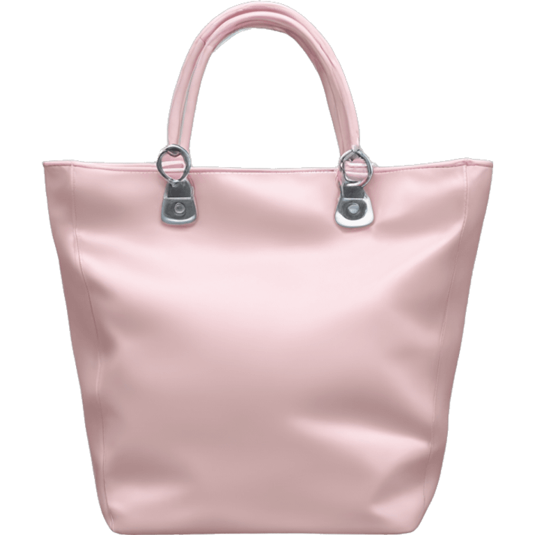 Light Pink shopper bag with silver hardware y2k early 2000s emoji