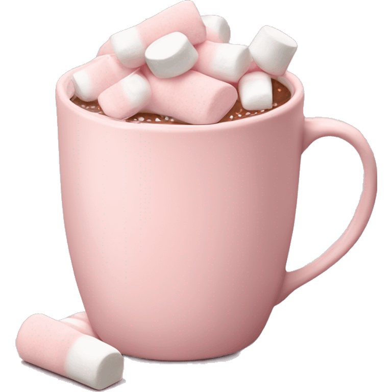 Light Pink mug of hot chocolate with marshmallows  emoji