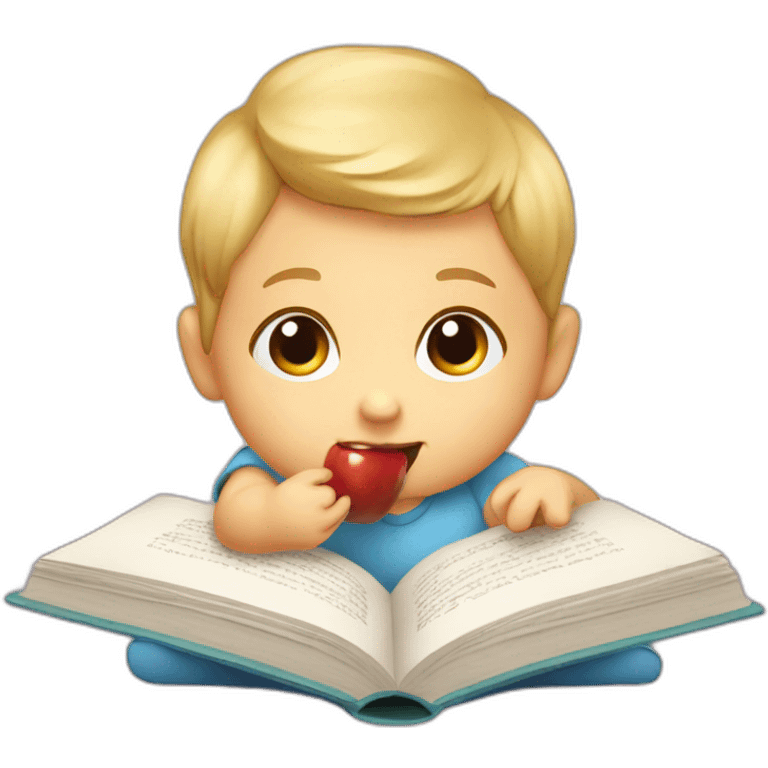 cute baby eating a book emoji