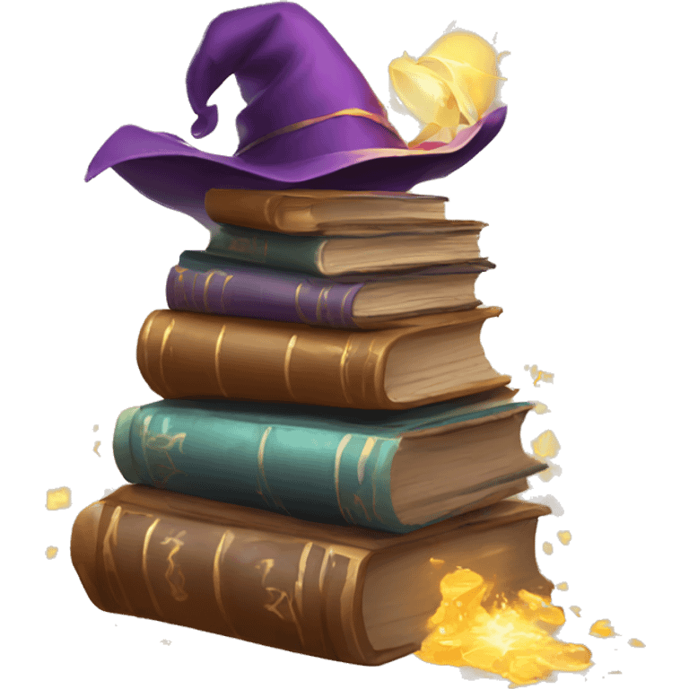 pile of books and magic spell scrolls emoji