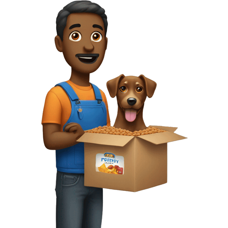 man with box of dog food emoji