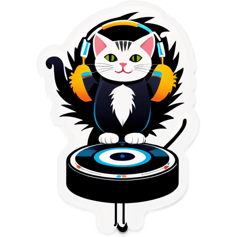 Cat doing dj emoji