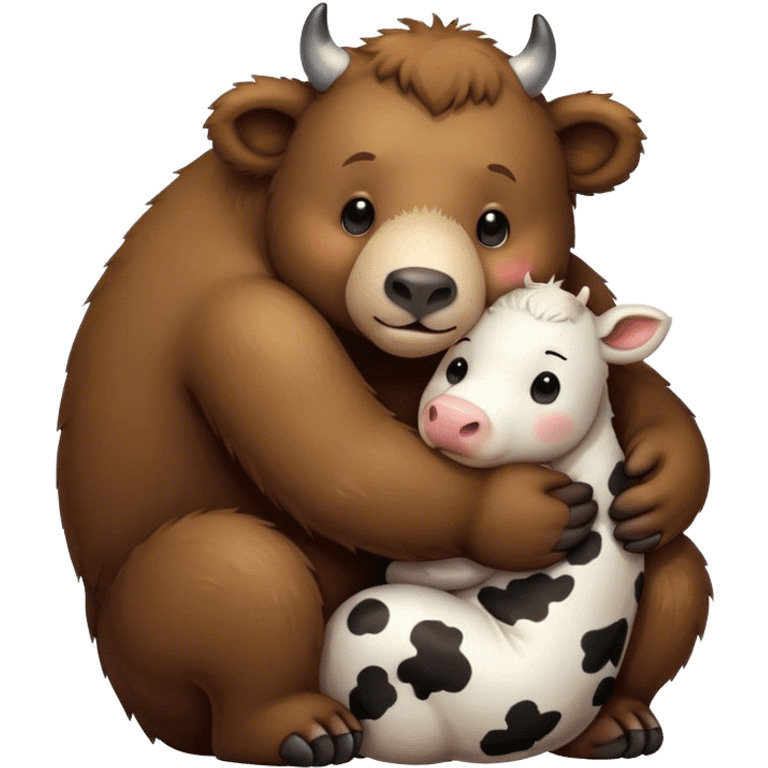 Bear hugging a cow emoji