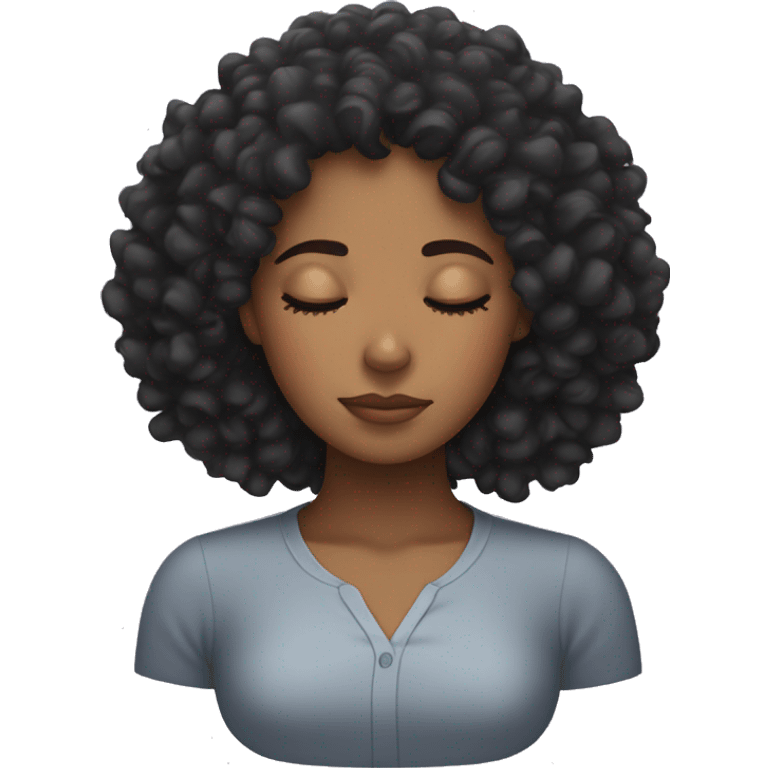 Black curly head girl sleeping emoji