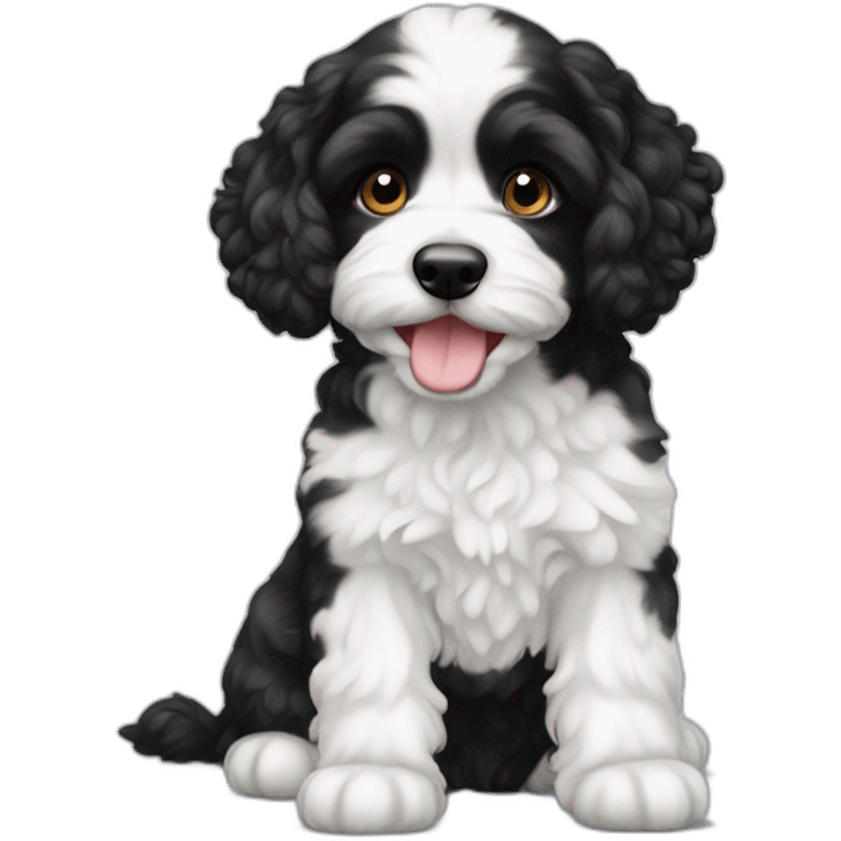 Black white Cavapoochon emoji