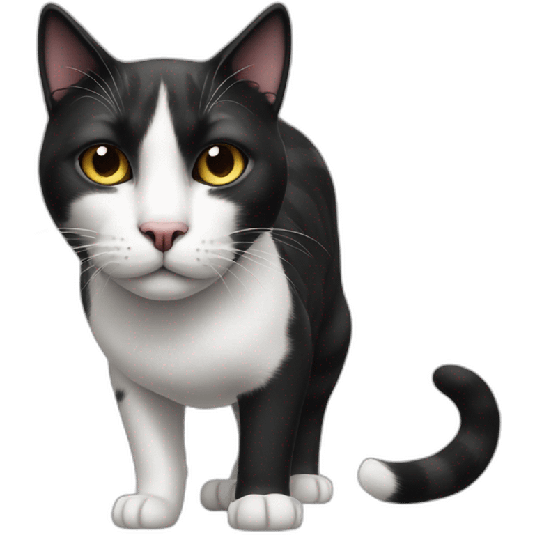 black and white cat whith triangle stripe on nose emoji