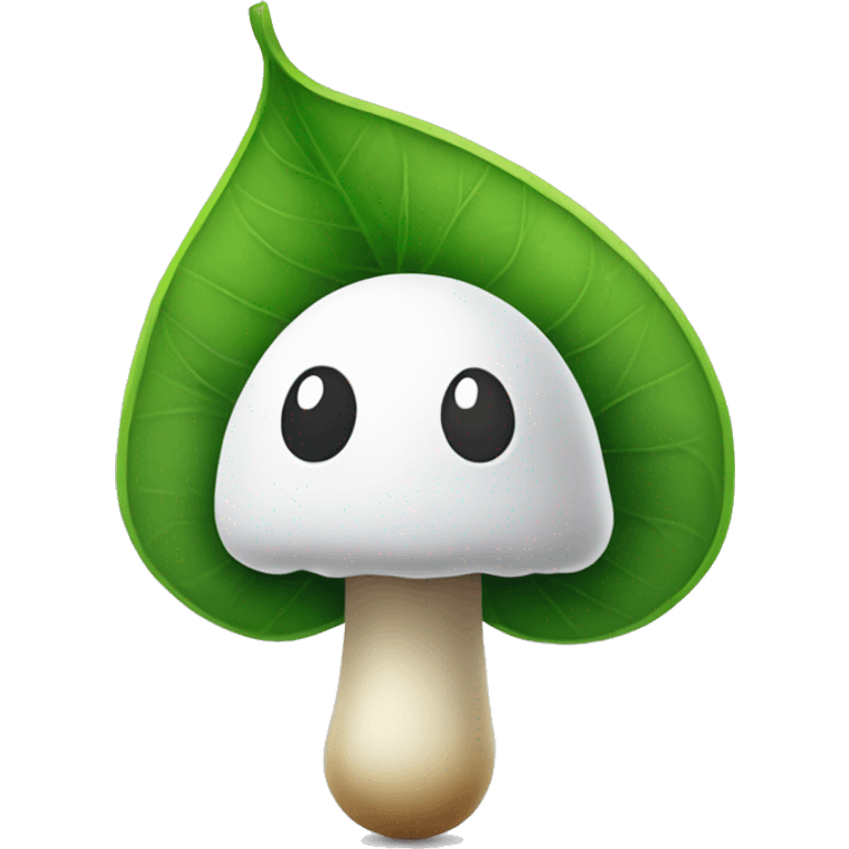 Alza mascot stands under leaf or mushroom emoji