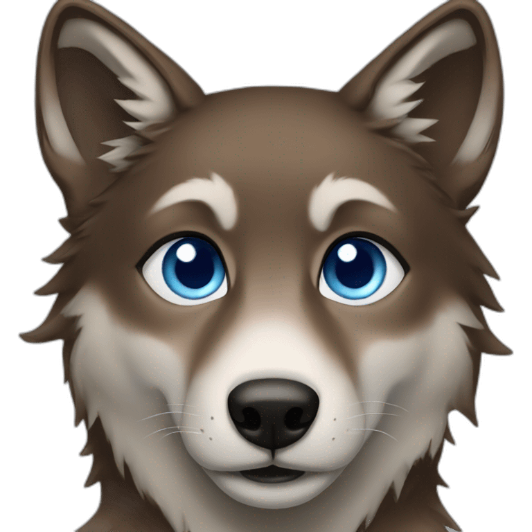 Brown female wolf blue eyes  emoji