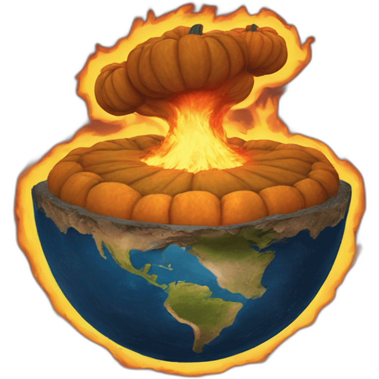 flat earth on fire pumpkin emoji