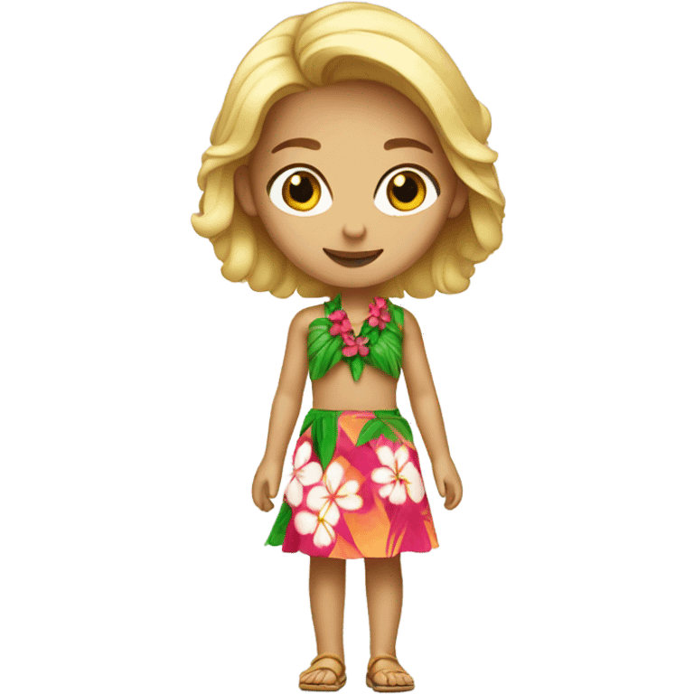 Blonde girl wearing a Hawaiian skirt emoji