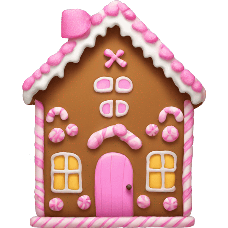 Gingerbread house with a pink bow  emoji