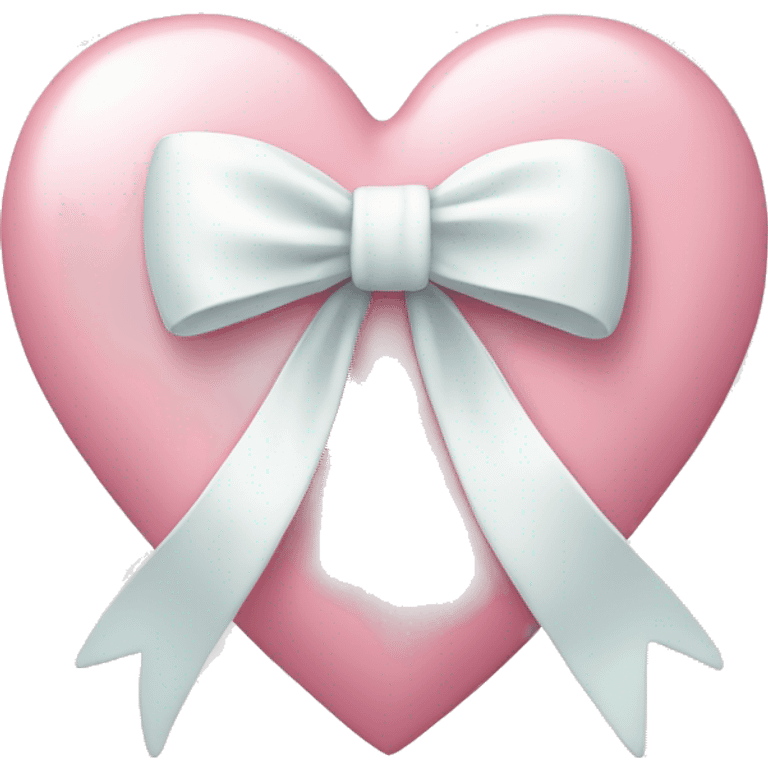 Pastel pink heart with white bow emoji