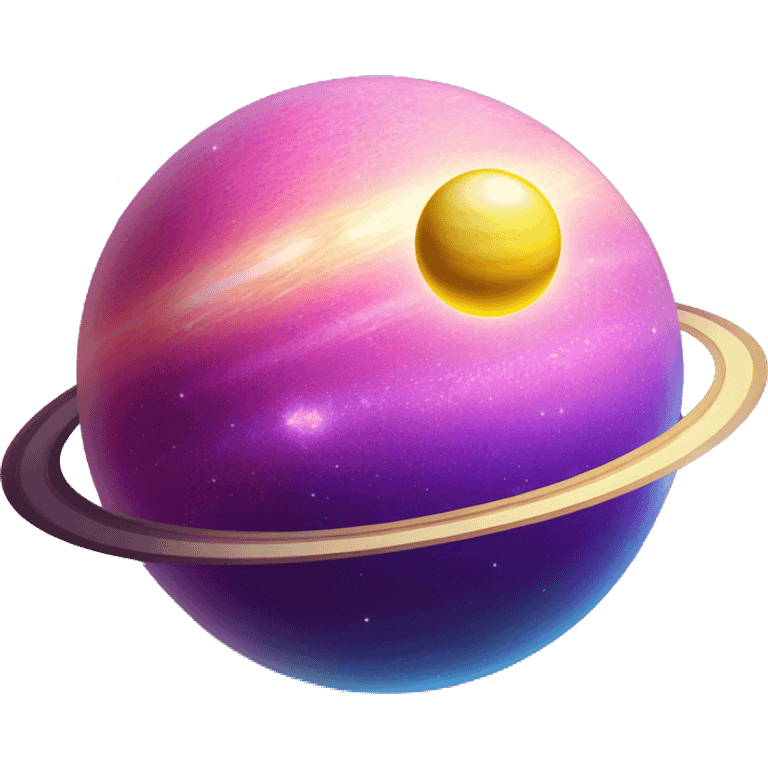 sparkly glittery blue purple and pink gradient planet with a yellow cheesy saturn ring emoji