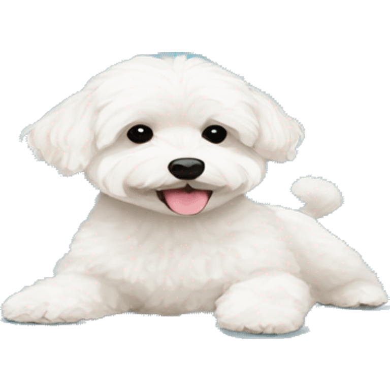 White maltipoo yoga mat emoji