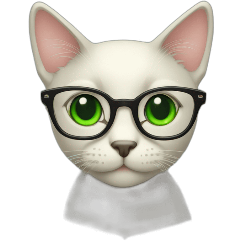 black cat green eye glasses emoji