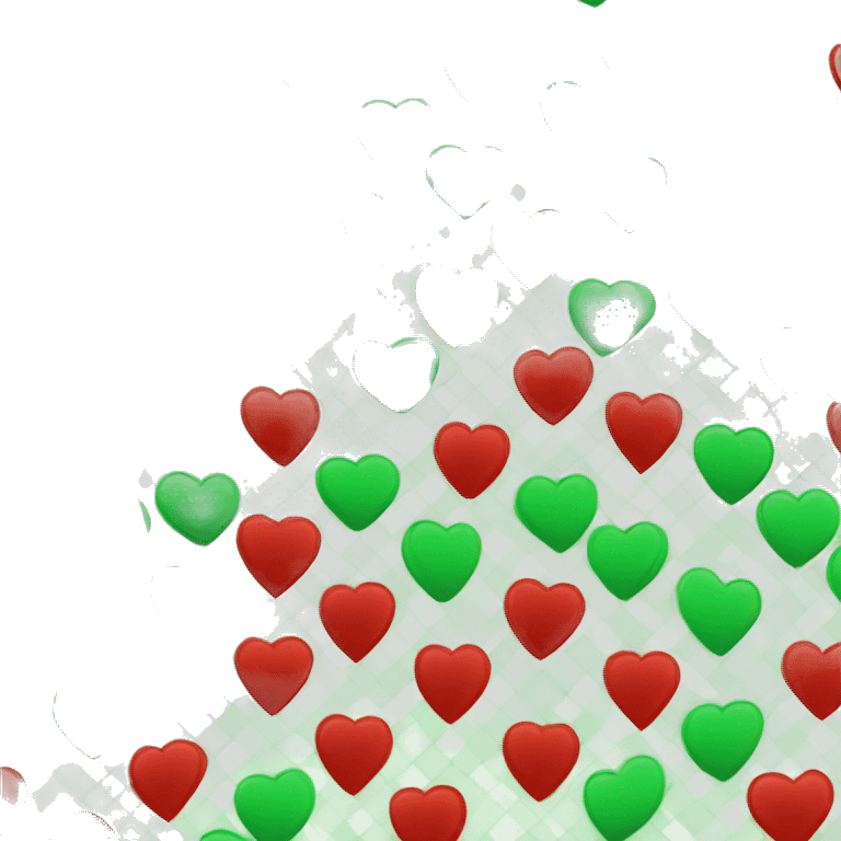 Un Coeur de Noël simple avec motif carreaux vert et rouge emoji