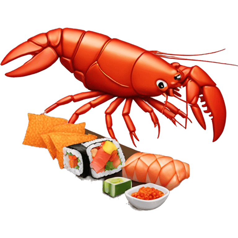 lobster eating sushi with doritos  emoji