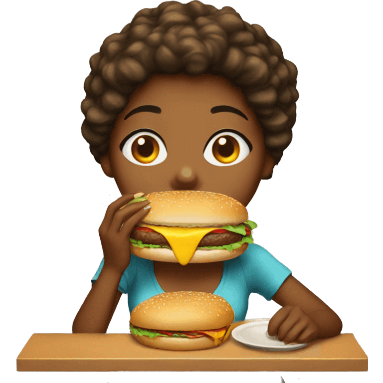 keyla eating BIG burger emoji