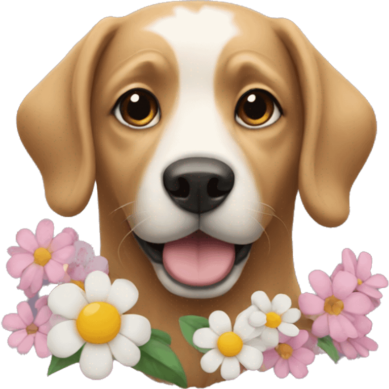 dog with flowers emoji