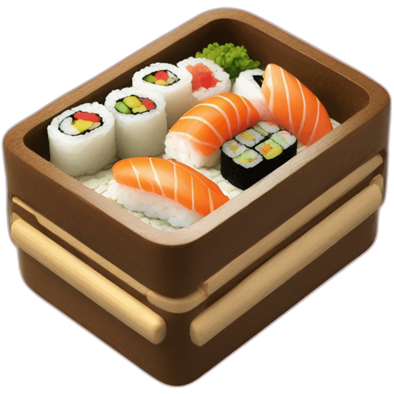 sushi bento wooden box emoji