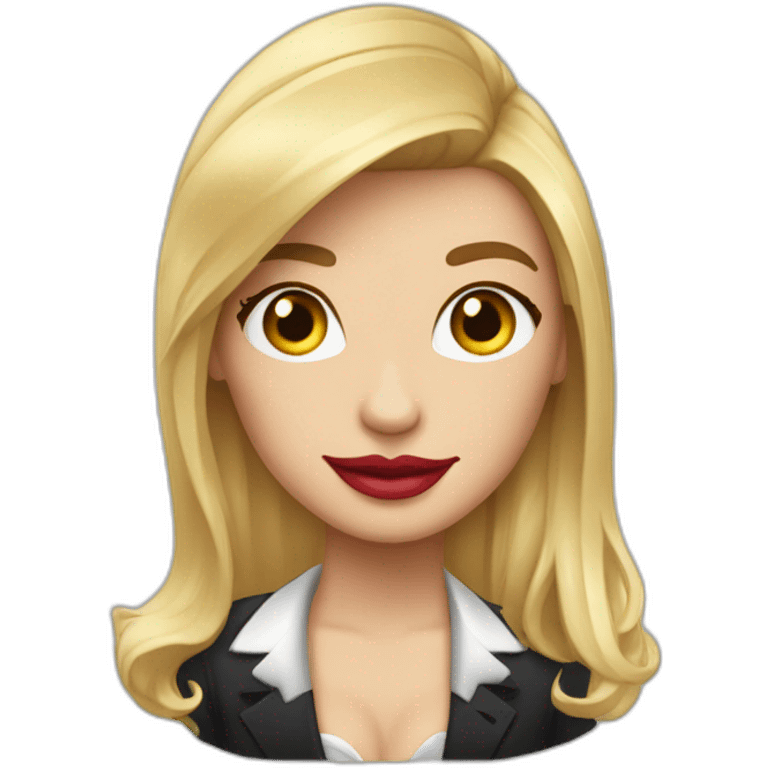 sticker de emoji de una chica rubia con pelo liso al estilo mr. monopoly emoji