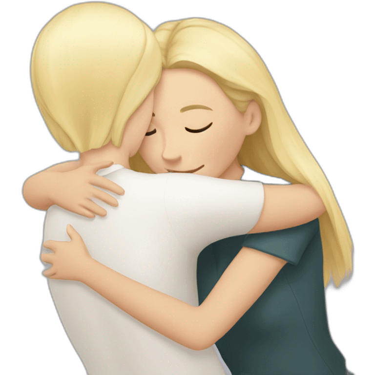 White Girl hugs blonde girl emoji