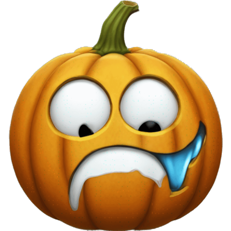 Pumpkin with a wacky tears emoji