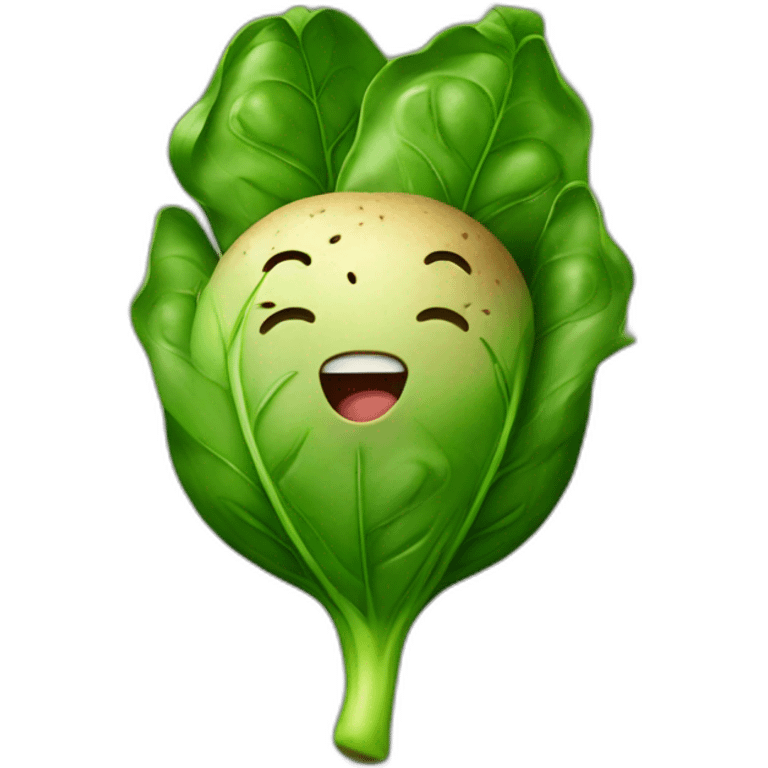 Spinach singing with potato emoji