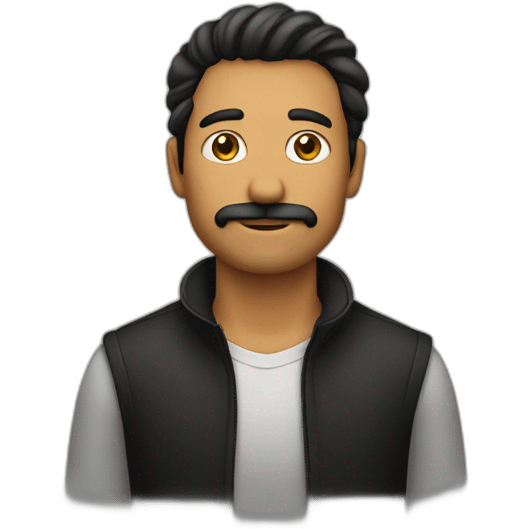 hombre sin bigote con pelo negro y parado emoji