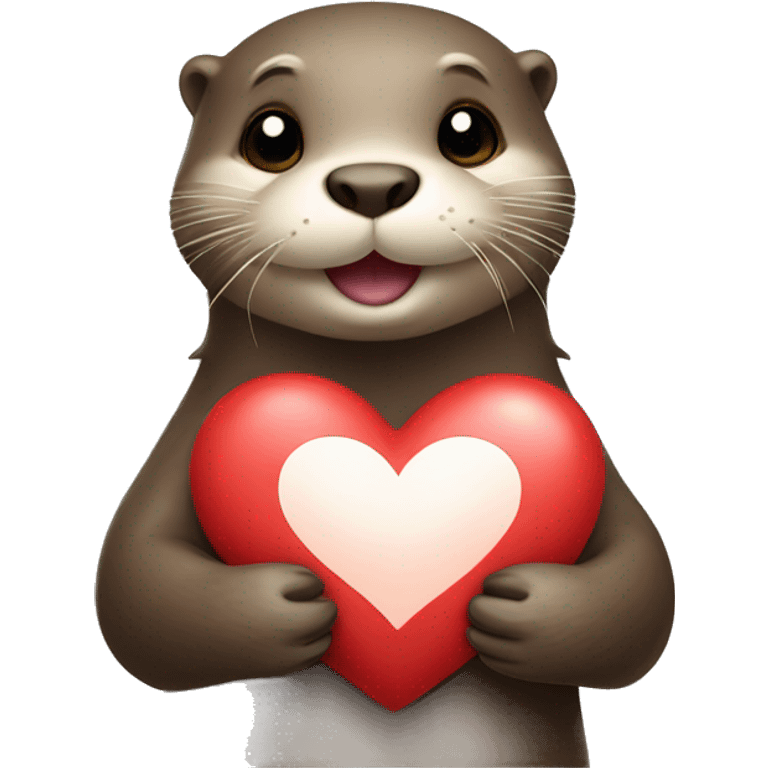 Otter holding a heart emoji