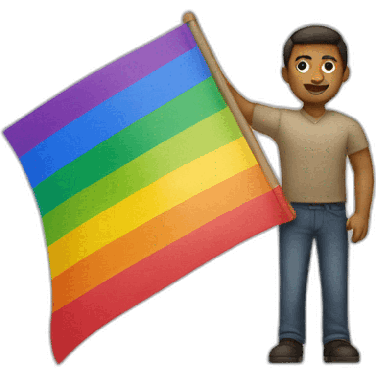 A man who holds a gay flag emoji