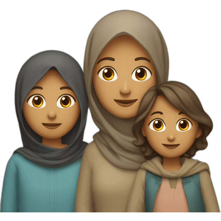 Family of four: a mom who is the only person wearing a hijab, a dad, a young little girl, and a young little boy, light brown skin, everyone has dark hair emoji