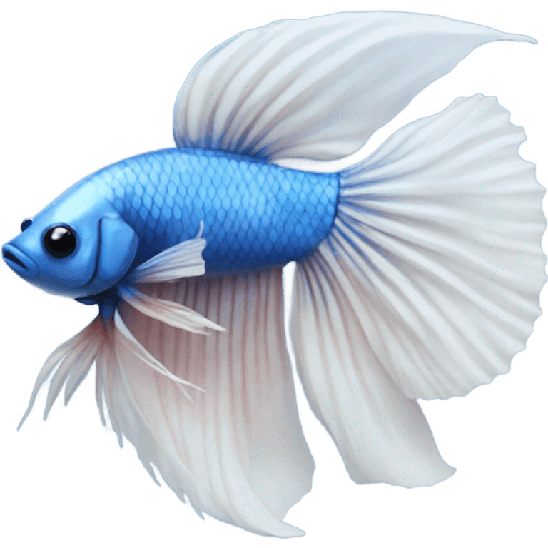 Realistic betta fish: white fins - blue body emoji