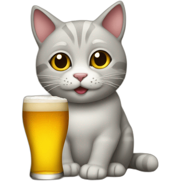 Cat drink a beer emoji