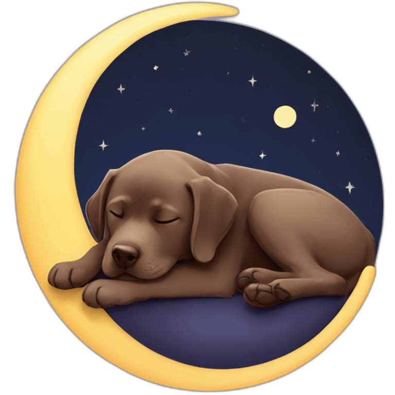 Labrador chocolate sleeping with moon emoji