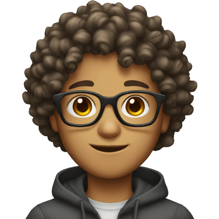 Curly hair boy with glasses  emoji