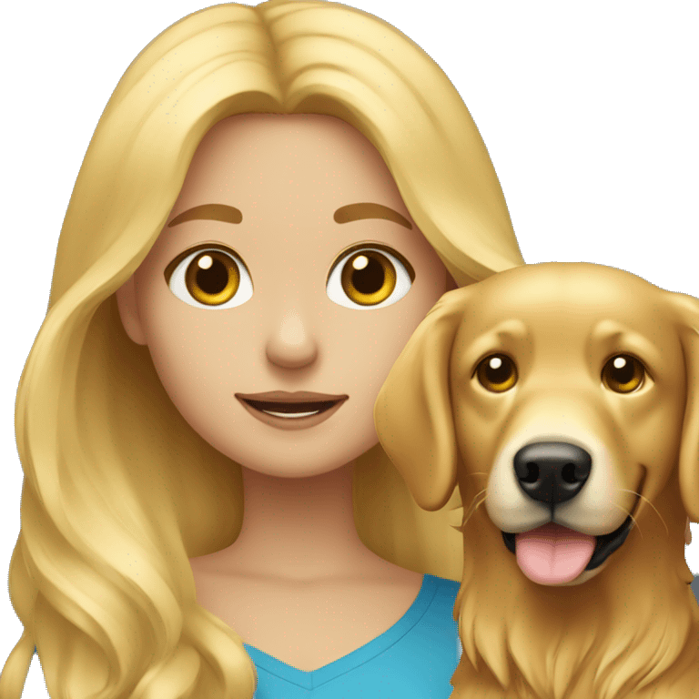 Blonde girl with golden retriever emoji