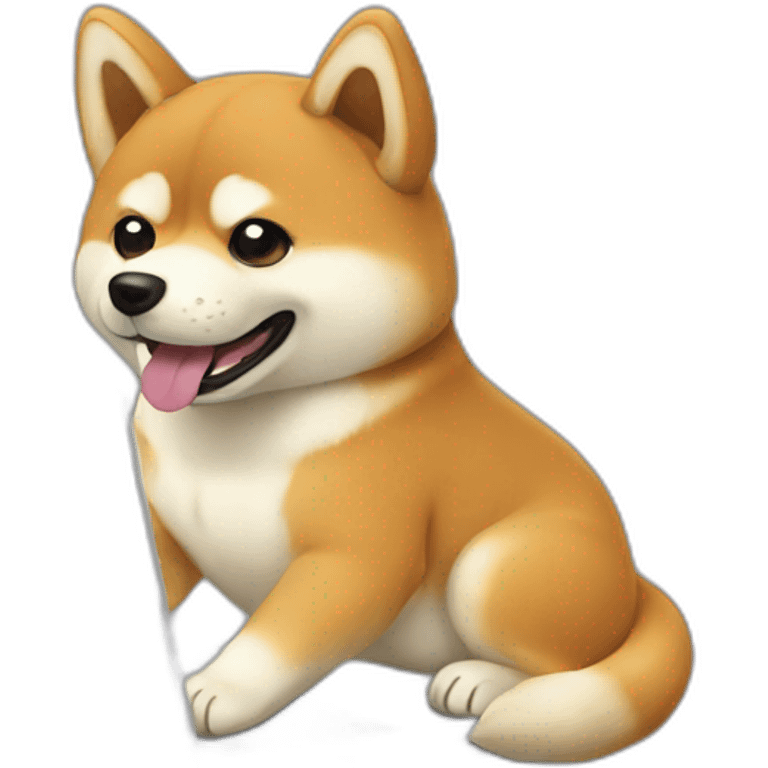 a shiba inu typing on a laptop emoji