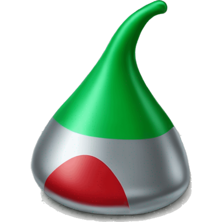 Red, green, silver Hershey Kiss candy emoji