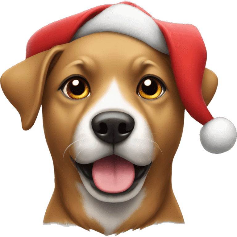 Dog wearing Christmas hat  emoji