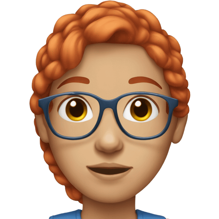 teenage girl with dyed red hair,blue eyes and clear glasses emoji