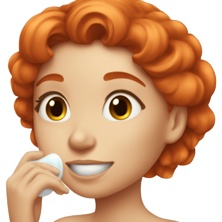 Red head girl doing skin care emoji