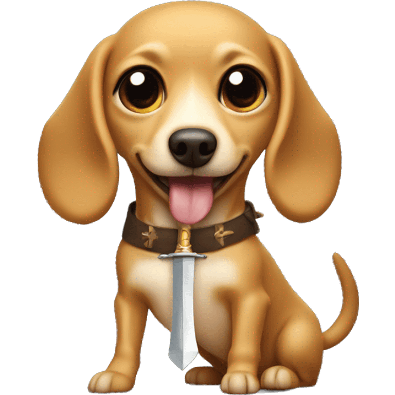 Chuwawa weenie dog with a sword is it’s mouth emoji