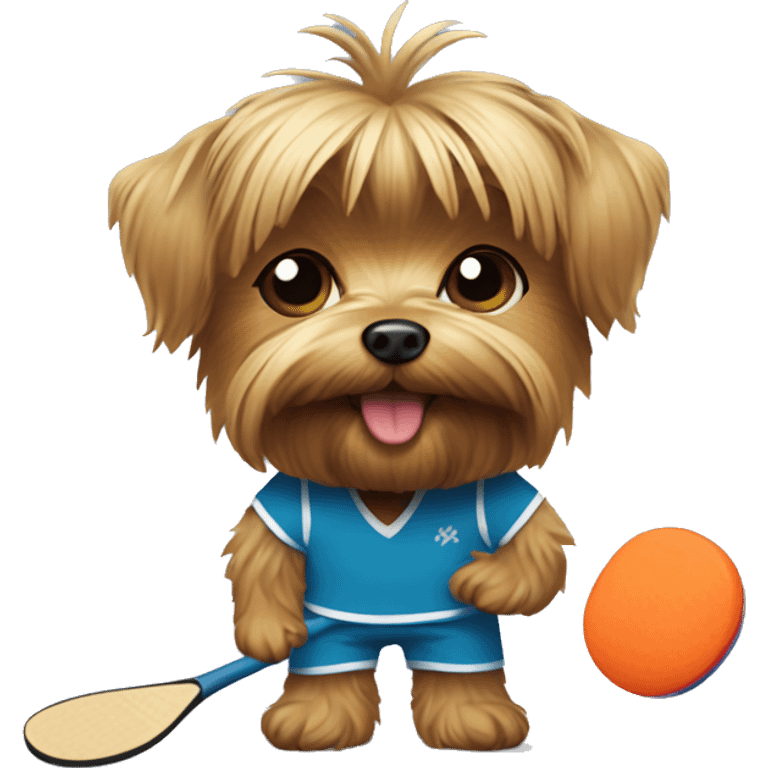 Yorkie playing pickleball emoji