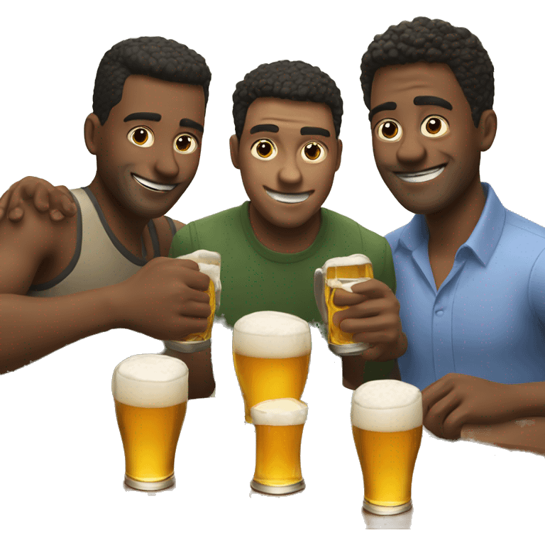 Three men friends drinking beer emoji