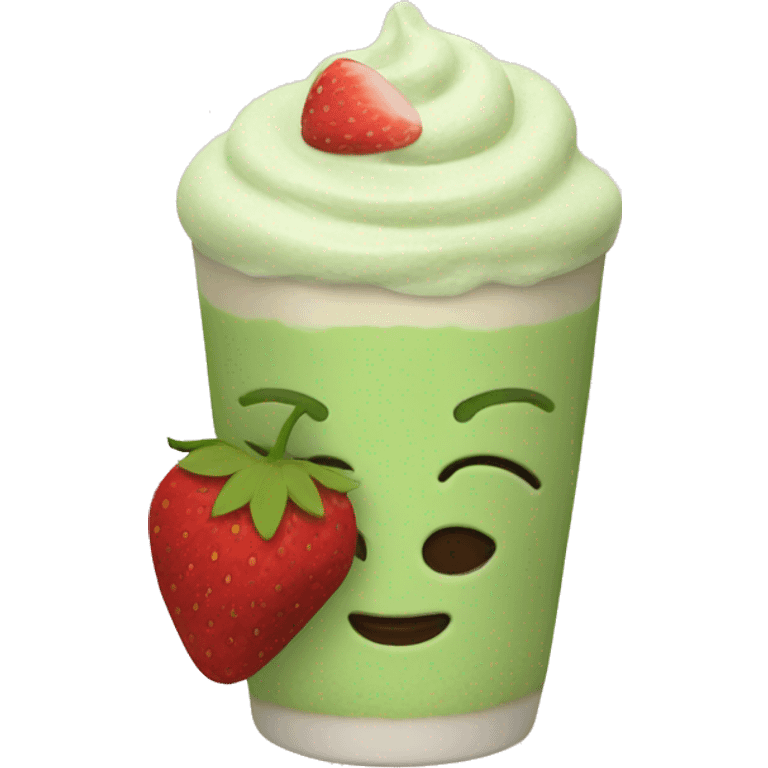 matcha latte with strawberries  emoji