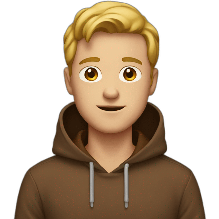 white guy in a brown hoodie emoji