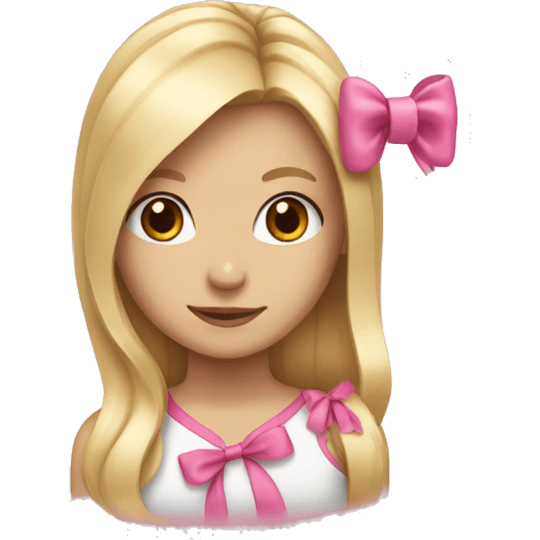 A girl with blonde hair and a pink bow emoji