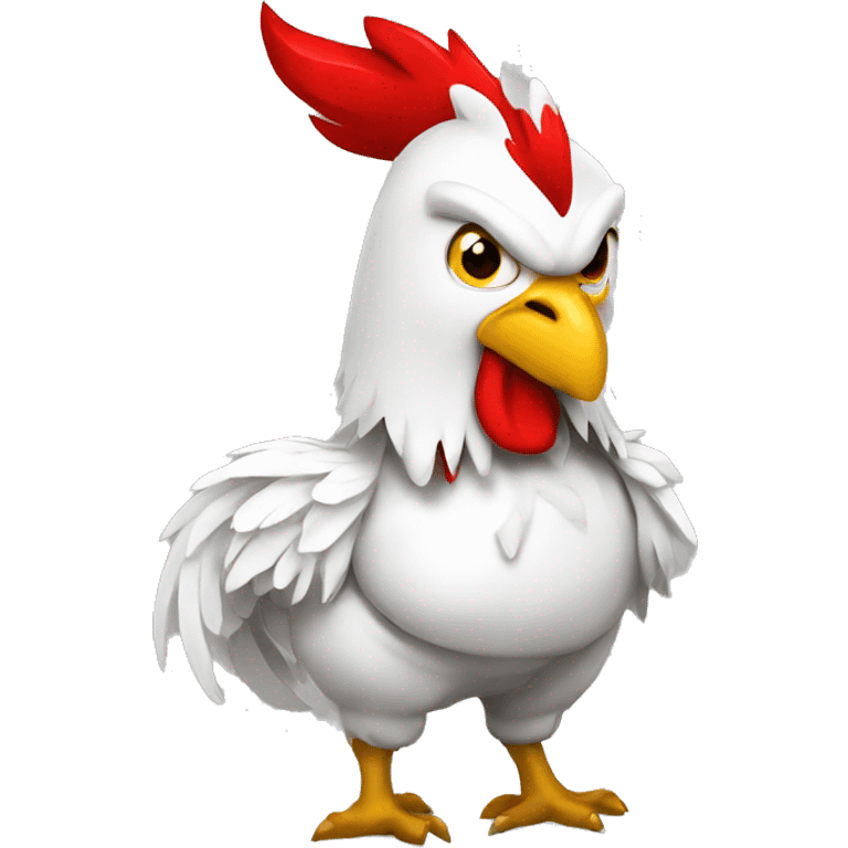 White rooster fighter with red flag emoji