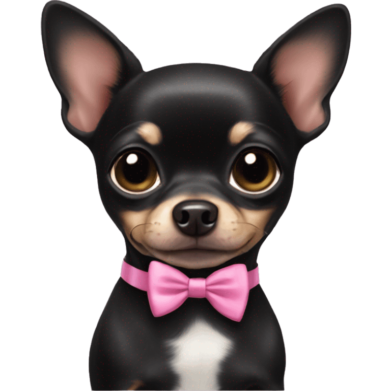 black chihuahua with a pink bow tie emoji